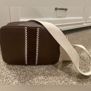 Madewell camera bag brown crossbody with canvas and leather strap